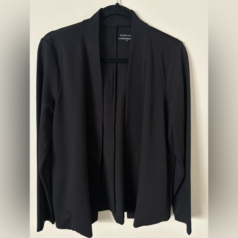 Eileen Fisher Flex Tencel Ponte Classic‎ Jacket in Black Women's Size S Fits M